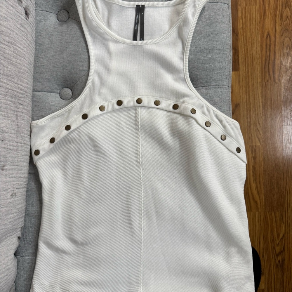 Anthropologie White Studded Tank Top